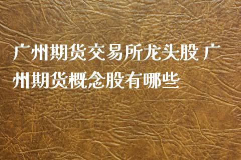 广州期货交易所龙头股 广州期货概念股有哪些_https://www.iteshow.com_股指期货_第2张