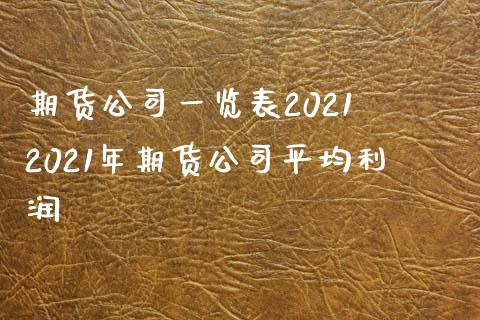 期货公司一览表2021 2021年期货公司平均利润_https://www.iteshow.com_原油期货_第2张