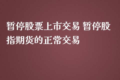 暂停股票上市交易 暂停股指期货的正常交易_https://www.iteshow.com_股指期权_第2张