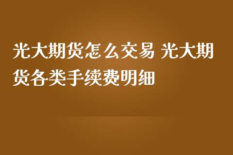 光大期货怎么交易 光大期货各类手续费明细_https://www.iteshow.com_商品期货_第2张