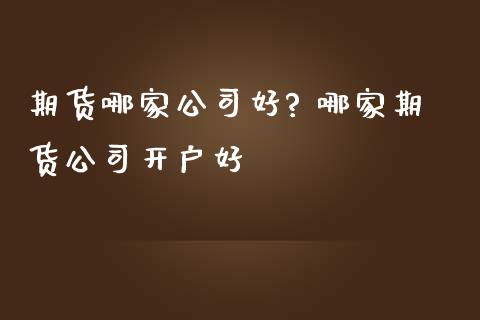 期货哪家公司好? 哪家期货公司开户好_https://www.iteshow.com_期货手续费_第2张