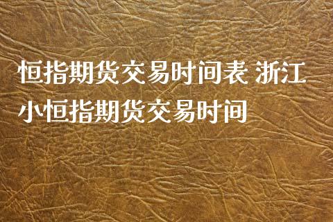 恒指期货交易时间表 浙江小恒指期货交易时间_https://www.iteshow.com_商品期货_第2张