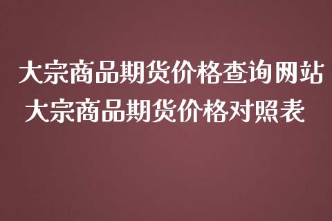 大宗商品期货价格查询网站 大宗商品期货价格对照表_https://www.iteshow.com_期货手续费_第2张