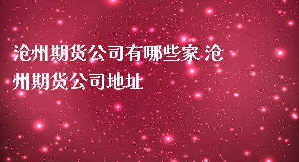 沧州期货公司有哪些家 沧州期货公司地址_https://www.iteshow.com_期货品种_第2张