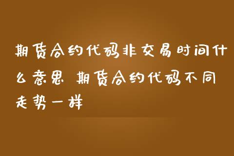 期货合约代码非交易时间什么意思 期货合约代码不同走势一样_https://www.iteshow.com_期货知识_第2张