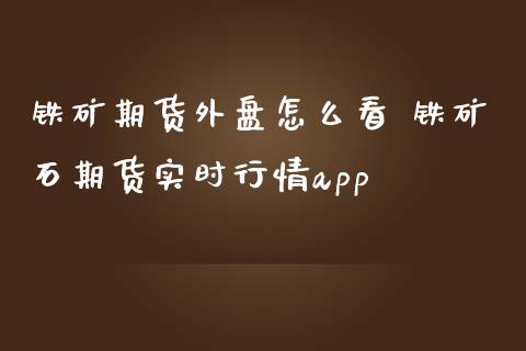 铁矿期货外盘怎么看 铁矿石期货实时行情app_https://www.iteshow.com_股指期权_第2张