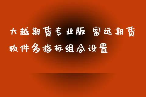 大越期货专业版 富远期货软件多指标组合设置_https://www.iteshow.com_商品期货_第2张