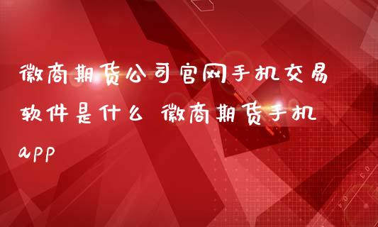 徽商期货公司官网手机交易软件是什么 徽商期货手机app_https://www.iteshow.com_期货品种_第2张