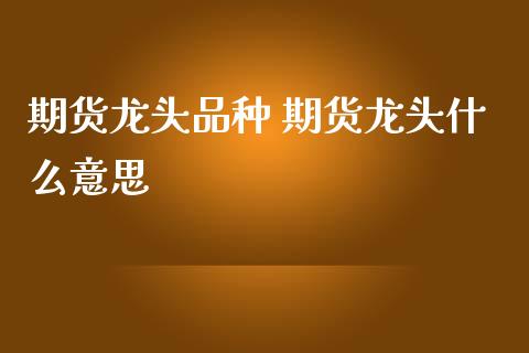 期货龙头品种 期货龙头什么意思_https://www.iteshow.com_原油期货_第2张