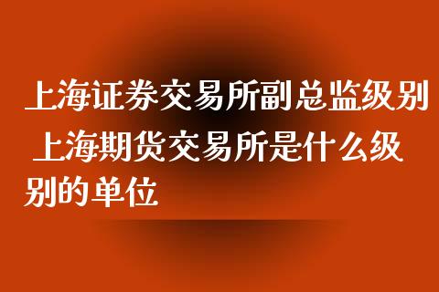 上海证券交易所副总监级别 上海期货交易所是什么级别的单位_https://www.iteshow.com_商品期权_第2张