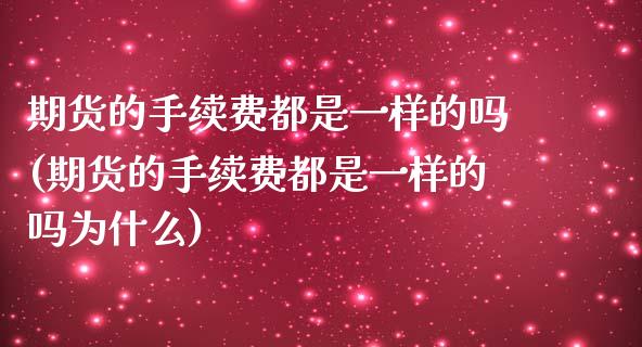 期货的手续费都是一样的吗(期货的手续费都是一样的吗为什么)_https://www.iteshow.com_期货交易_第1张