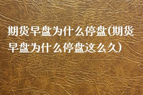 期货早盘为什么停盘(期货早盘为什么停盘这么久)_https://www.iteshow.com_基金_第1张