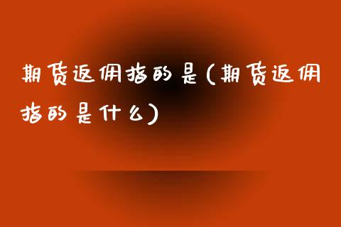 期货返佣指的是(期货返佣指的是什么)_https://www.iteshow.com_期货手续费_第1张