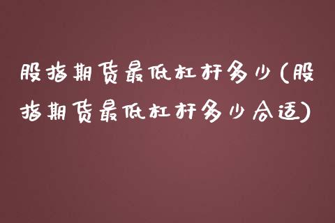 股指期货最低杠杆多少(股指期货最低杠杆多少合适)_https://www.iteshow.com_基金_第1张