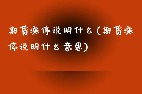 期货涨停说明什么(期货涨停说明什么意思)_https://www.iteshow.com_股指期货_第1张