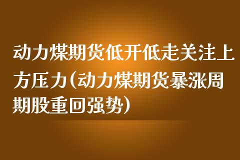 动力煤期货低开低走关注上方压力(动力煤期货暴涨周期股重回强势)_https://www.iteshow.com_期货品种_第1张