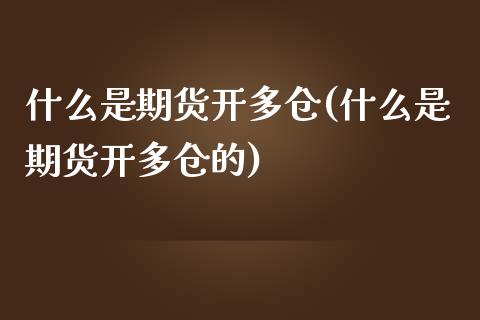 什么是期货开多仓(什么是期货开多仓的)_https://www.iteshow.com_期货知识_第1张