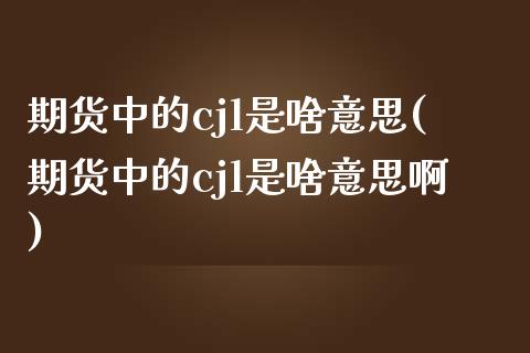 期货中的cjl是啥意思(期货中的cjl是啥意思啊)_https://www.iteshow.com_股指期权_第1张