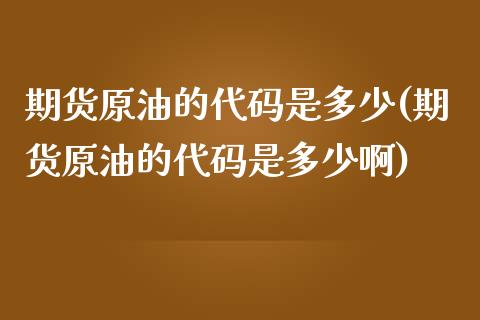 期货原油的代码是多少(期货原油的代码是多少啊)_https://www.iteshow.com_期货品种_第1张