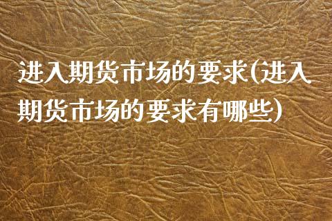 进入期货市场的要求(进入期货市场的要求有哪些)_https://www.iteshow.com_期货百科_第1张