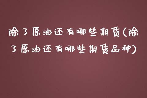 除了原油还有哪些期货(除了原油还有哪些期货品种)_https://www.iteshow.com_商品期货_第1张