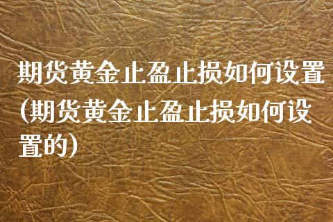 期货黄金止盈止损如何设置(期货黄金止盈止损如何设置的)_https://www.iteshow.com_期货交易_第1张