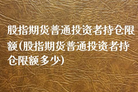 股指期货普通投资者持仓限额(股指期货普通投资者持仓限额多少)_https://www.iteshow.com_黄金期货_第1张