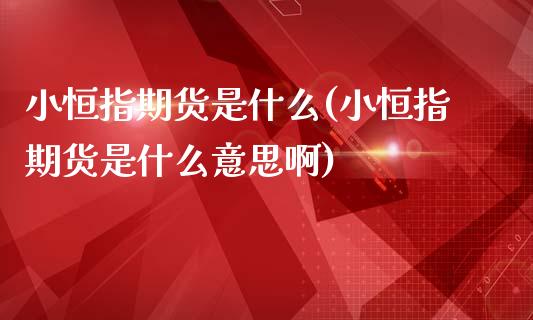 小恒指期货是什么(小恒指期货是什么意思啊)_https://www.iteshow.com_黄金期货_第1张