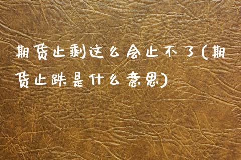 期货止剩这么会止不了(期货止跌是什么意思)_https://www.iteshow.com_期货百科_第1张