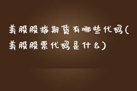 美股股指期货有哪些代码(美股股票代码是什么)_https://www.iteshow.com_商品期货_第1张