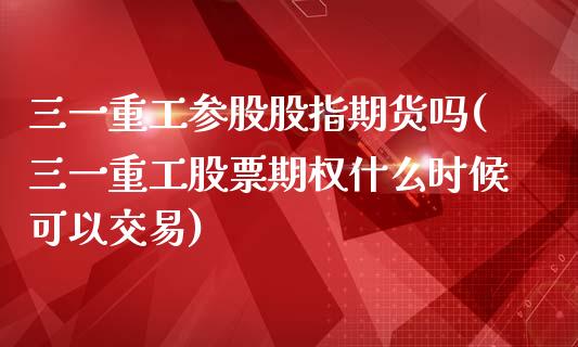 三一重工参股股指期货吗(三一重工股票期权什么时候可以交易)_https://www.iteshow.com_股指期权_第1张