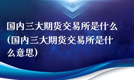 国内三大期货交易所是什么(国内三大期货交易所是什么意思)_https://www.iteshow.com_股指期权_第1张