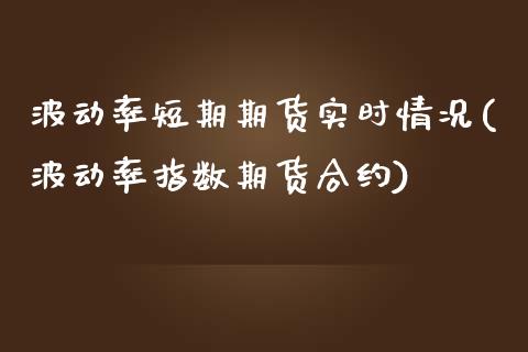 波动率短期期货实时情况(波动率指数期货合约)_https://www.iteshow.com_期货百科_第1张