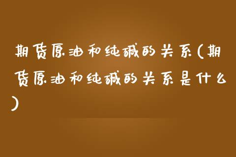 期货原油和纯碱的关系(期货原油和纯碱的关系是什么)_https://www.iteshow.com_股指期货_第1张