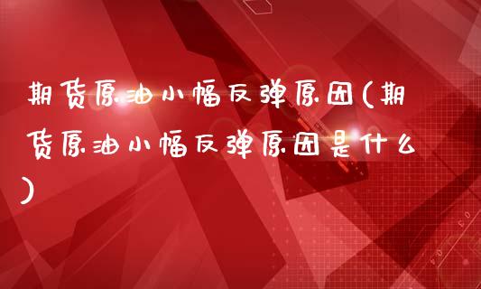 期货原油小幅反弹原因(期货原油小幅反弹原因是什么)_https://www.iteshow.com_期货开户_第1张