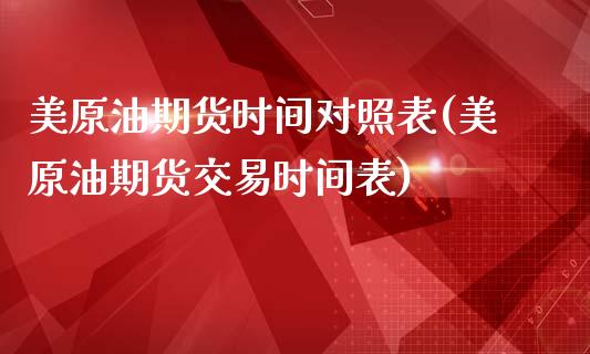 美原油期货时间对照表(美原油期货交易时间表)_https://www.iteshow.com_期货知识_第1张