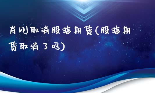 肖刚取消股指期货(股指期货取消了吗)_https://www.iteshow.com_期货开户_第1张