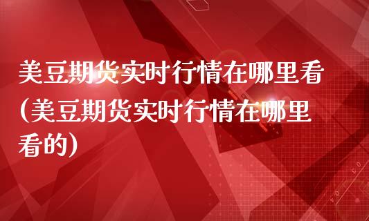 美豆期货实时行情在哪里看(美豆期货实时行情在哪里看的)_https://www.iteshow.com_黄金期货_第1张