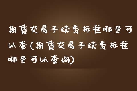 期货交易手续费标准哪里可以查(期货交易手续费标准哪里可以查询)_https://www.iteshow.com_期货开户_第1张