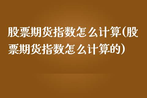 股票期货指数怎么计算(股票期货指数怎么计算的)_https://www.iteshow.com_期货手续费_第1张