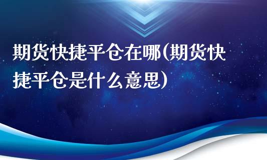 期货快捷平仓在哪(期货快捷平仓是什么意思)_https://www.iteshow.com_股指期货_第1张