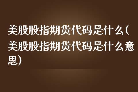 美股股指期货代码是什么(美股股指期货代码是什么意思)_https://www.iteshow.com_期货交易_第1张