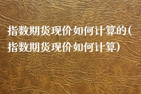 指数期货现价如何计算的(指数期货现价如何计算)_https://www.iteshow.com_期货公司_第1张