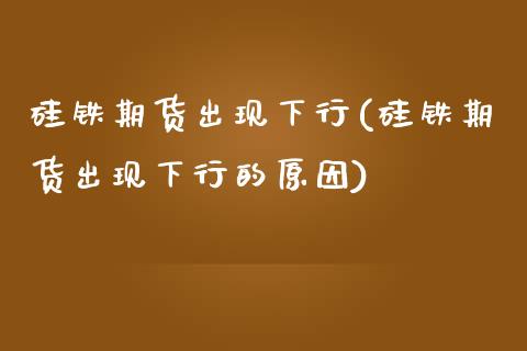 硅铁期货出现下行(硅铁期货出现下行的原因)_https://www.iteshow.com_期货百科_第1张