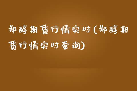 郑醇期货行情实时(郑醇期货行情实时查询)_https://www.iteshow.com_期货知识_第1张