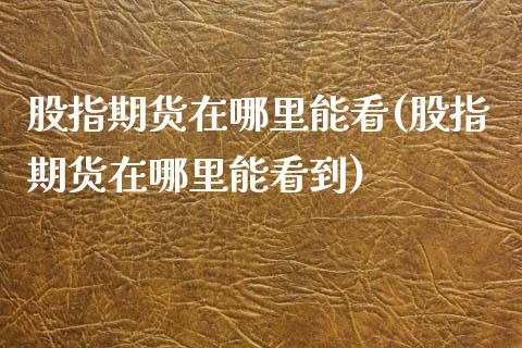 股指期货在哪里能看(股指期货在哪里能看到)_https://www.iteshow.com_期货交易_第1张