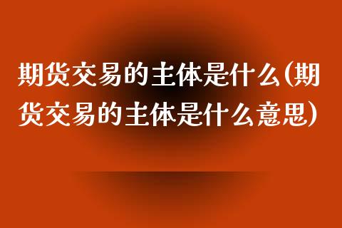 期货交易的主体是什么(期货交易的主体是什么意思)_https://www.iteshow.com_期货开户_第1张