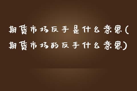 期货市场反手是什么意思(期货市场的反手什么意思)_https://www.iteshow.com_基金_第1张