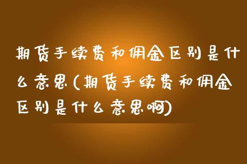 期货手续费和佣金区别是什么意思(期货手续费和佣金区别是什么意思啊)_https://www.iteshow.com_股指期货_第1张