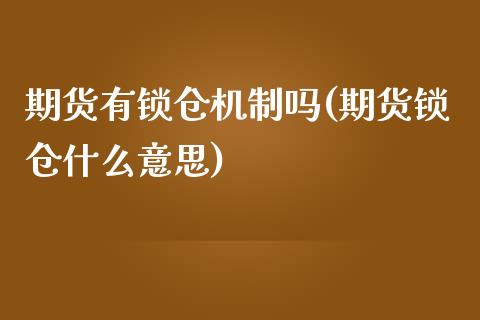 期货有锁仓机制吗(期货锁仓什么意思)_https://www.iteshow.com_期货知识_第1张